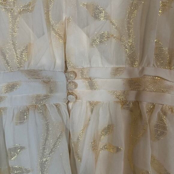 The Addison Story Anthro Cream & Gold Sleeveless Peplum Blouse Women Sz S - Picture 8 of 11